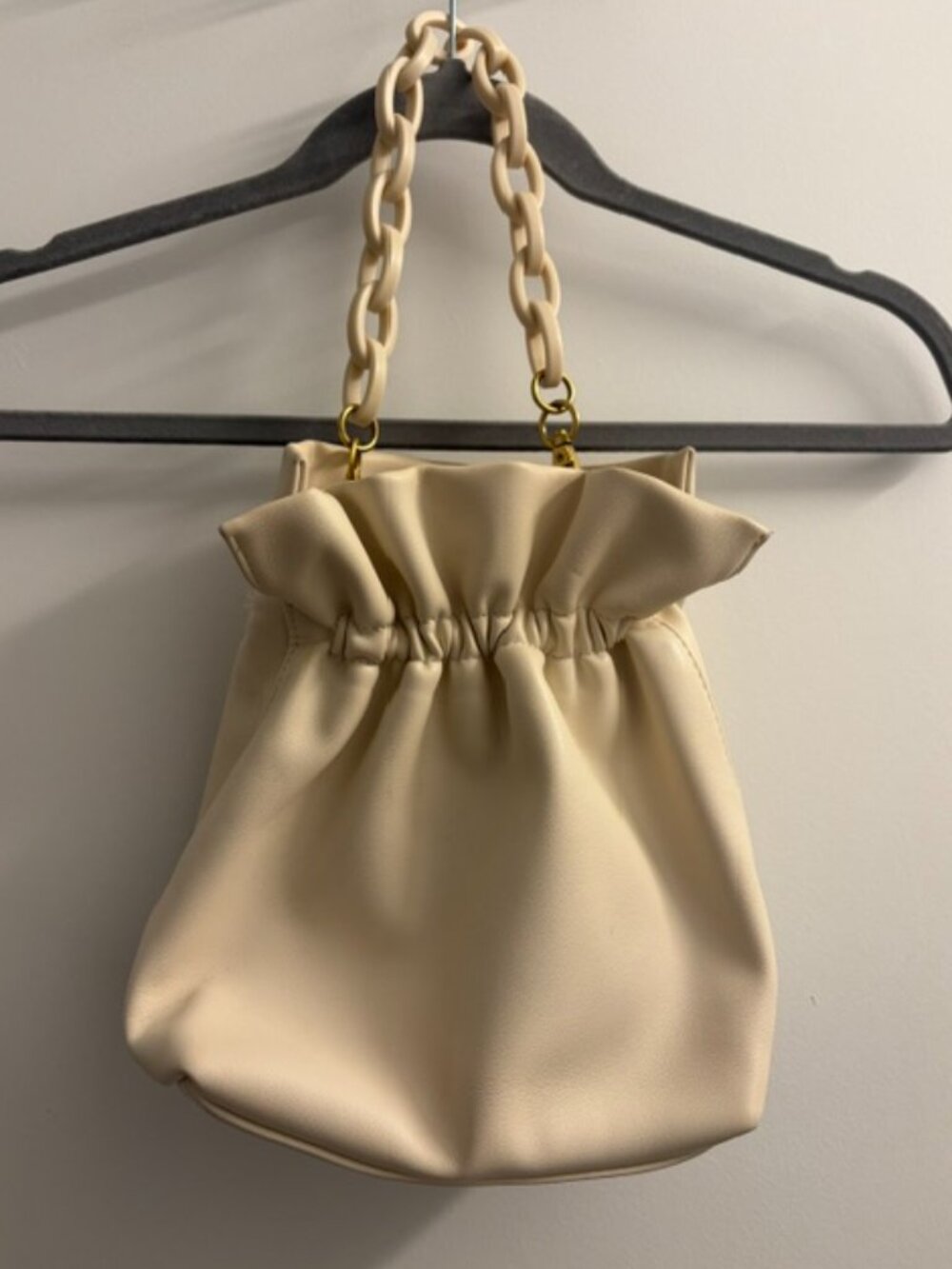 Aqua by Bloomingdale's Cream Faux-Leather Ruffle Bucket Bag